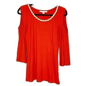 Boston Proper Blouse Cold Shoulder Red Size M